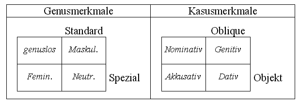 Abbildung 5. Genus- und Kasusmerkmale