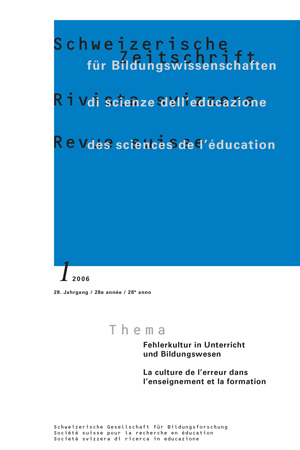 					View Vol. 28 No. 1 (2006): Fehlerkultur in Unterricht und Bildungswesen
				