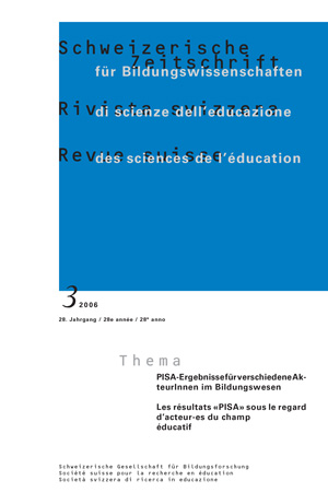 					View Vol. 28 No. 3 (2006): PISA-Ergebnisse für verschiedene AkteurInnen im Bildungswesen: Wege zu einem hohen Leistungsniveau bei gleichzeitig geringer Ungleichheit der Bildungschancen
				