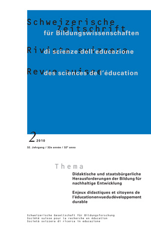 					View Vol. 32 No. 2 (2010): Didaktische und staatsbürgerliche Herausforderungen der Bildung für nachhaltige Entwicklung
				